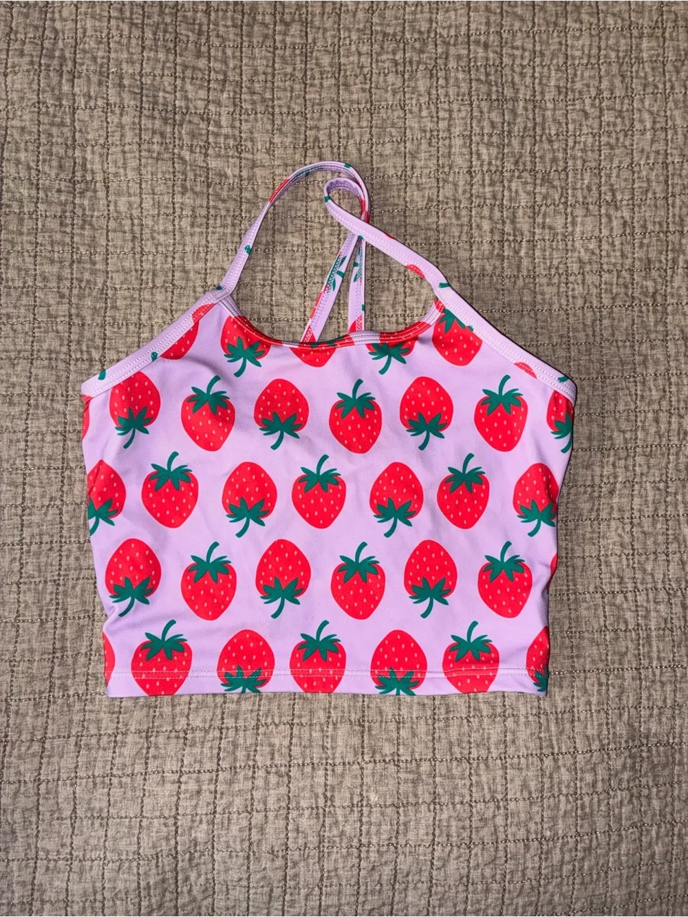 Quince Pink Tank Top with Red Strawberry Print